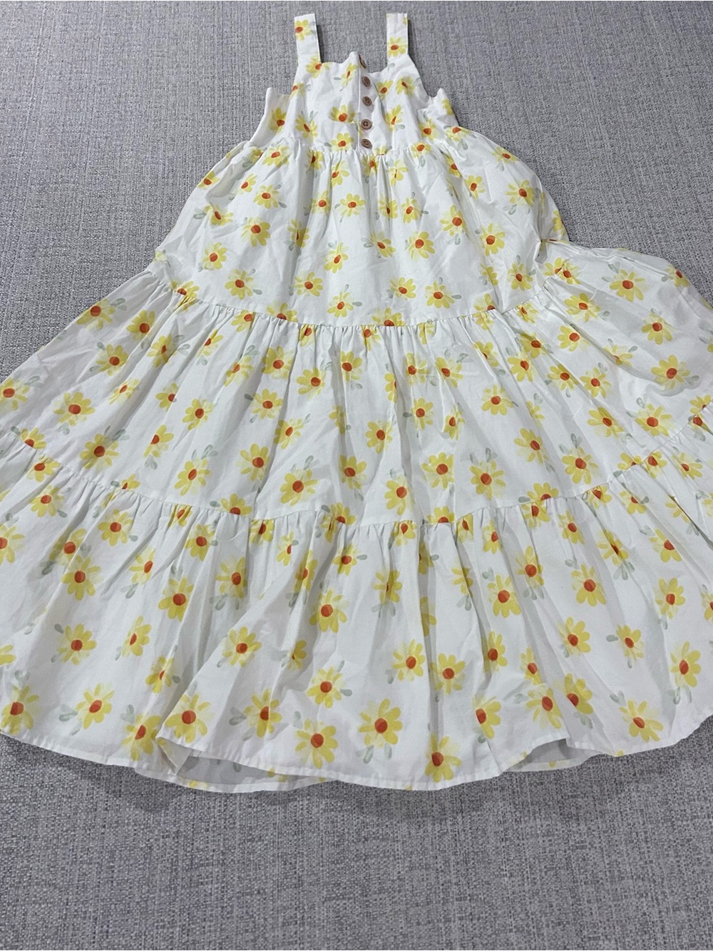 Haute Hippie White Sundress with Yellow Daisy Print. 100% Cotton    Size 5